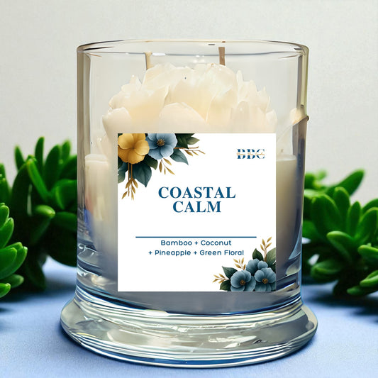 Spa-inspired bamboo and coconut candle in white jar